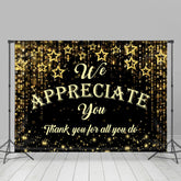 Lofaris We Appreciate You Gold Black Thanksgiving Backdrop